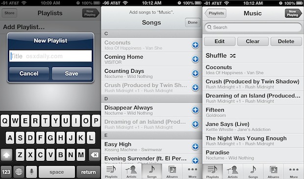 make-playlist-iphone Make a playlist out of music and songs already on the iPhone