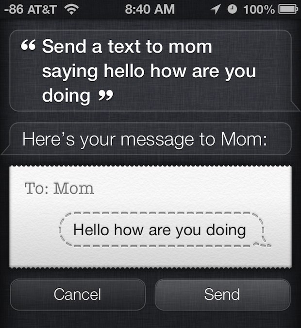 Send a text message from Siri