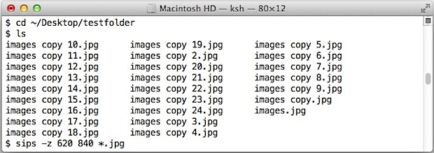 Batch resize group of pictures with sips