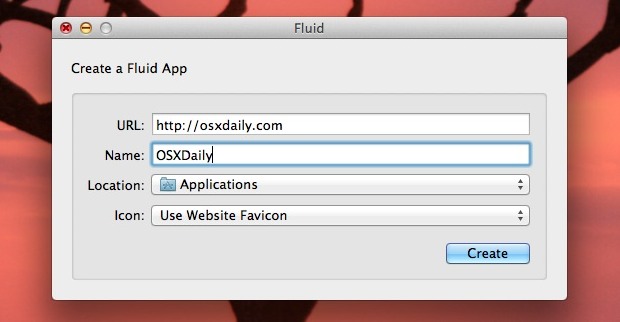 Create an app from a website with Fluid