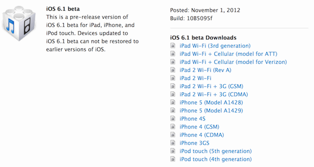 iOS 6.1 beta 1