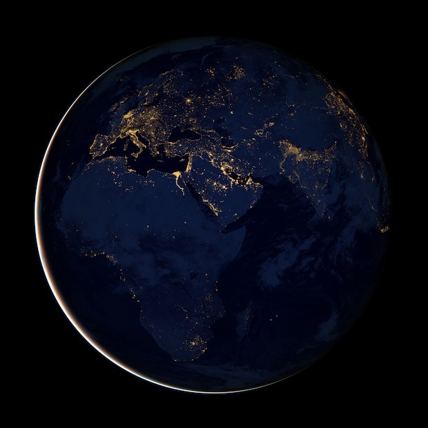 Earth at night, Europe, Africa, Mid East, NASA wallpaper