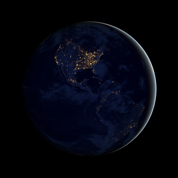 Earth at night, Americas