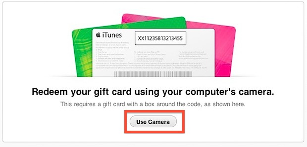 Redeem app store gift card with a camera