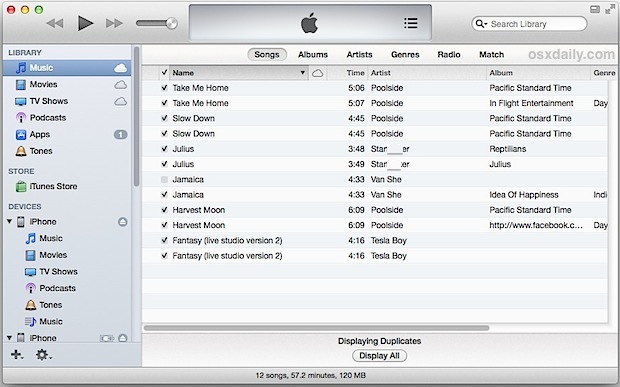 show-duplicates-itunes Showing Duplicate Items in iTunes