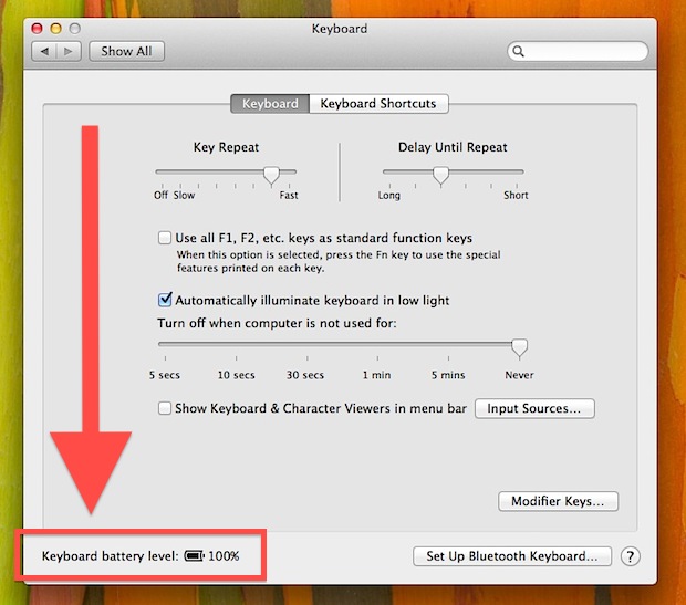 bluetooth-keyboard-battery-level Bluetooth keyboard battery level, shown in the System Preference panel