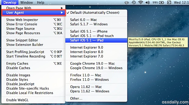 change-user-agent-safari Change the User Agent in Safari