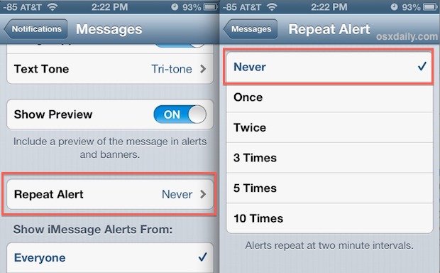 disable-repeat-text-message-alerts-iphone Disable Repeat Text Message Alerts on iPhone