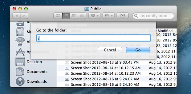 Go to the Root Directory / in Mac OS X 