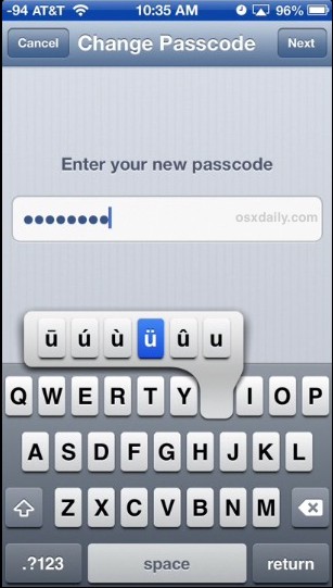 strong-passcode-accent-characters Strong passcode with accent characters
