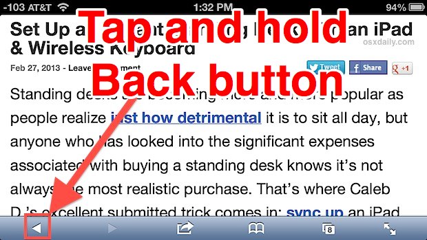 Access Browser history on iPhone