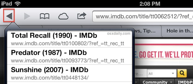 View Browsing History on iPad
