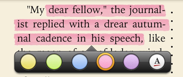 Highlighting words in iBooks