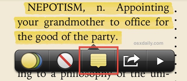 iBook notes and highlighting 