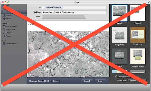 iPhoto built-in email