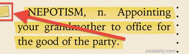 a Note in iBooks