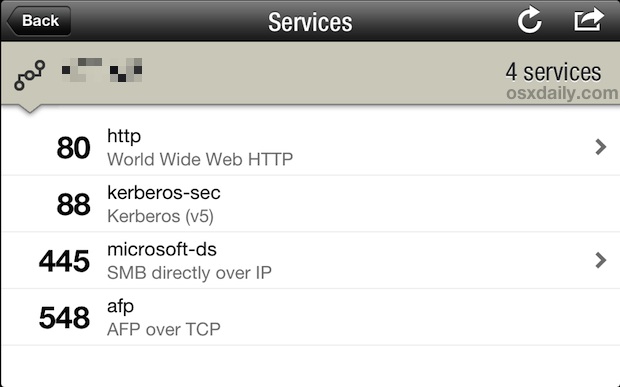 Port scan from iOS with Fing