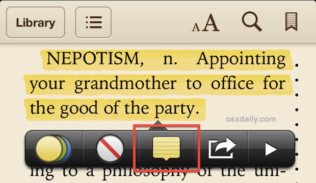 Take notes in iBooks