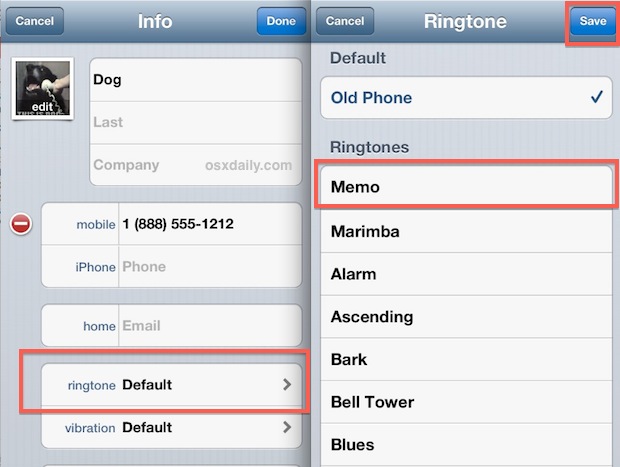 assign-custom-ringtone-iphone Assign custom voice recording as ringtone on the iPhone