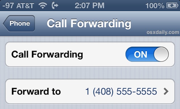 call-forwarding-on Call forwarding turned on