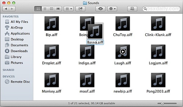 Change Notification Center alert sound in Mac OS X
