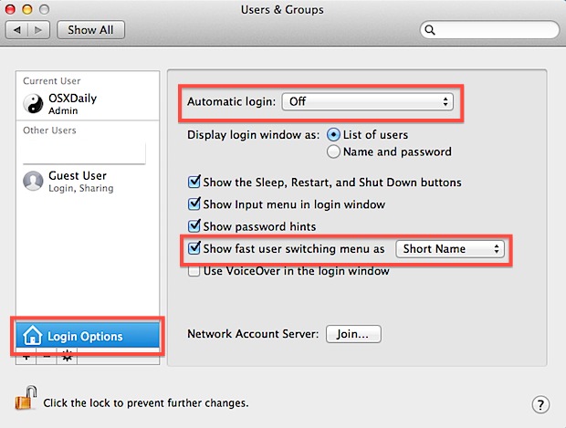 fast-user-switching Enable Fast User Switching