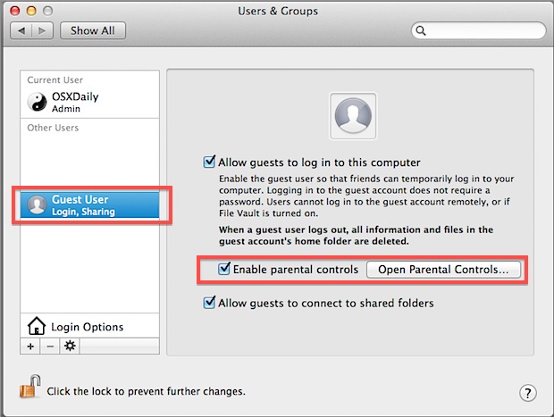 guest-restrictions-parent-controls Enable restrictions for the Guest Account