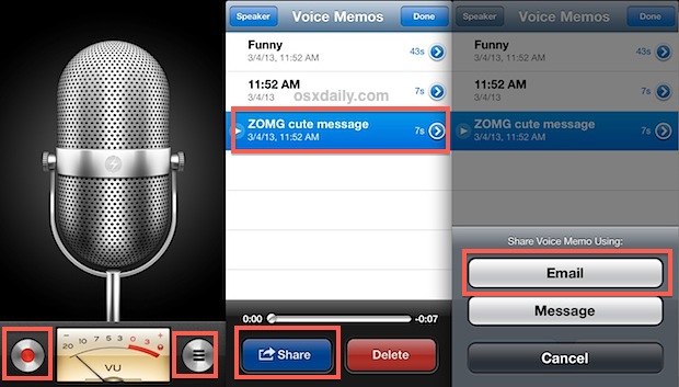 record-send-voice-memo Record the voice memo and send it to yourself