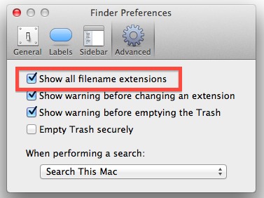 Show File Extensions in Mac OS X