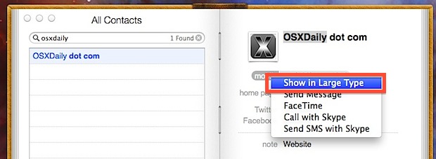 Show phone number in larger type