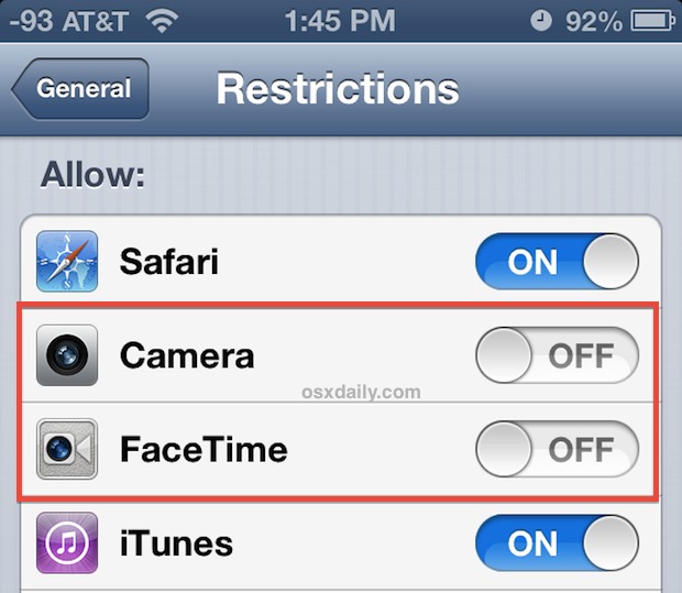turn-off-camera-iphone Turn off access to the iPhone camera