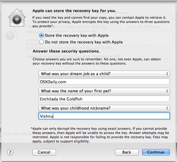 Filevault Recovery Key Questions
