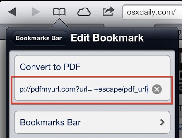 save-webpage-pdf-bookmarklet The Save a webpage as PDF bookmarklet in Safari