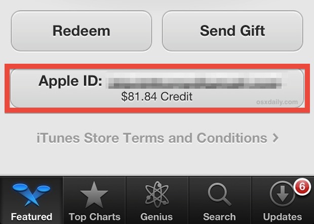 see-itunes-balance See the iTunes / Apple ID account credits and balance from App Store in iOS
