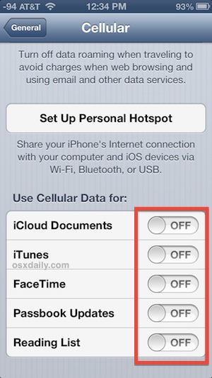 turn-off-icloud-cellular Turn off cellular data for services and iCloud
