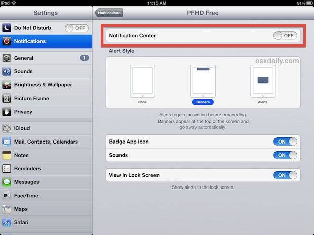 turn-off-notifications-apps-ipad Turn off app Notifications and alerts on the iPad