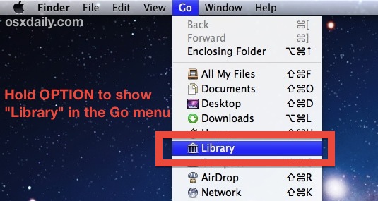 Access the Library folder through the Go menu in OS X