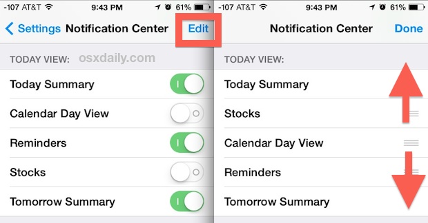 Adjust Today View details and arrangement in iOS