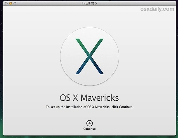 Begin the Mavericks clean install 