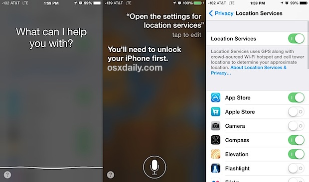 Open Settings panels with Siri