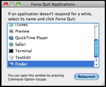 force quit finder