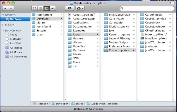 Mac OS X Finder в виде столбца
