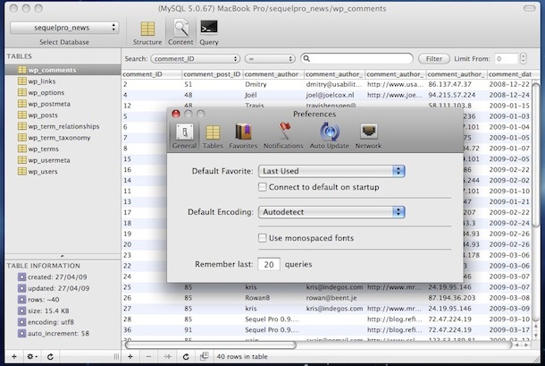 sequelpro mysql database manager for macosx