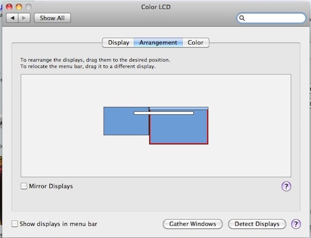 установить основной монитор Mac OS