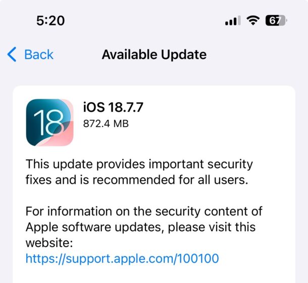 iOS 18.7.7 Update Released for iPhone & iPad Holdouts Not Running iOS 26+